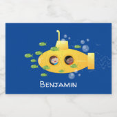 かわいい黄色の海底魚の漫画イラストレーション フードラベル (シングルラベル)