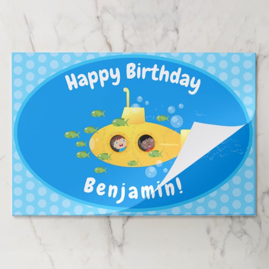 かわいい黄色の海底魚の漫画イラストレーション ペーパーパッド (折り畳み)