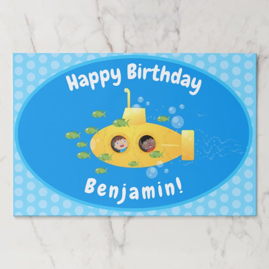 かわいい黄色の海底魚の漫画イラストレーション ペーパーパッド (正面)