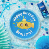 かわいい黄色の海底魚の漫画イラストレーション ペーパープレート (パーティー)