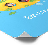 かわいい黄色の海底魚の漫画イラストレーション ポスター (角)