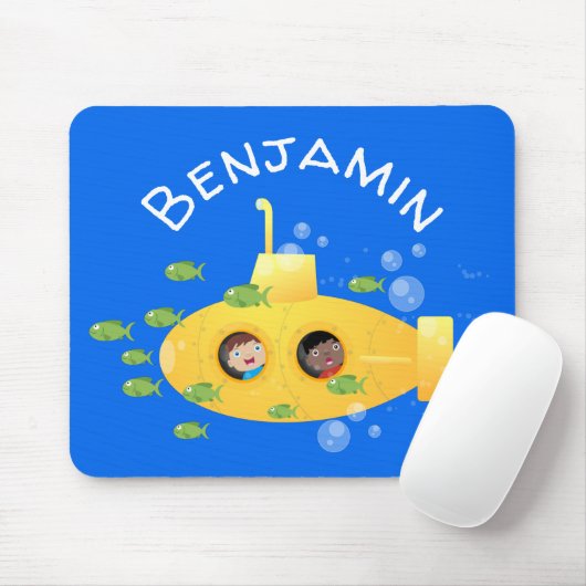 かわいい黄色の海底魚の漫画イラストレーション マウスパッド (マウス)