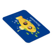 かわいい黄色の海底魚の漫画イラストレーション マグネット (右側)