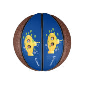 かわいい黄色の海底魚の漫画イラストレーション ミニバスケットボール (縦)