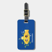 かわいい黄色の海底魚の漫画イラストレーション ラゲッジタグ (正面縦)