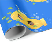 かわいい黄色の海底魚の漫画イラストレーション ラッピングペーパー (ロールコーナー)