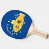 かわいい黄色の海底魚の漫画イラストレーション 卓球ラケット (横)