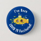 かわいい黄色の海底魚の漫画イラストレーション 缶バッジ (正面)