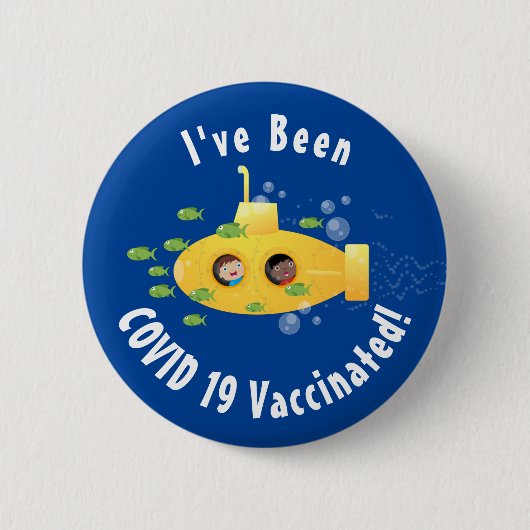 かわいい黄色の海底魚の漫画イラストレーション 缶バッジ (正面)