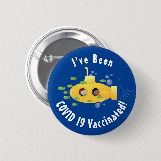 かわいい黄色の海底魚の漫画イラストレーション 缶バッジ (正面&裏面)