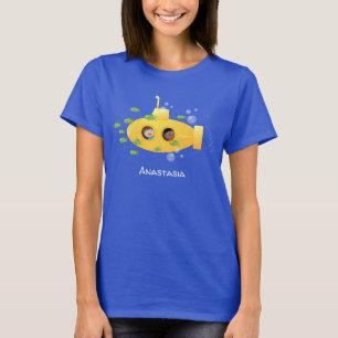 かわいい黄色の海底魚の漫画イラストレーション Tシャツ