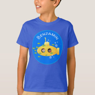 かわいい黄色の海底魚の漫画イラストレーション Tシャツ