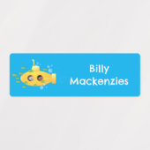 かわいい黄色の海底魚の漫画パーソナライズされた ラベル (デザイン2)