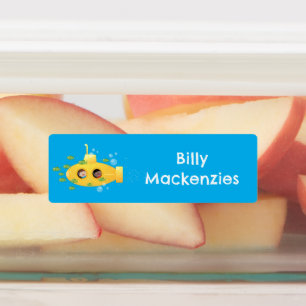 かわいい黄色の海底魚の漫画パーソナライズされた ラベル