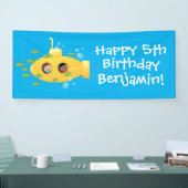 かわいい黄色の海底魚の漫画パーソナライズされた 横断幕 (トレードショー)