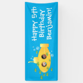 かわいい黄色の海底魚の漫画パーソナライズされた 横断幕 (縦)