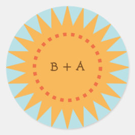 かわいい黄色の漫画の太陽（日）封筒用シール ラウンドシール