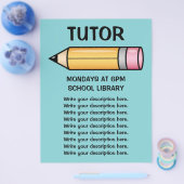 かわいい黄色の漫画の鉛筆のチュートリアルテンプレート チラシ (シングル)