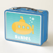 かわいい黄色の潜水艦の水中船の子供たち メタルランチボックス (裏面)