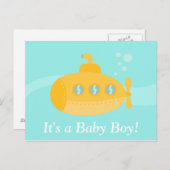 かわいい黄色の潜水艦、男の子 ポストカード (正面/裏面)