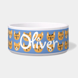 かわいい黄色の猫頭柄カスタマイズ可能な名前 ボウル