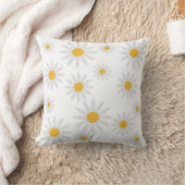 かわいい黄色の白いデイジーの花柄 クッション (ブランケット)