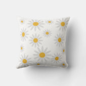 かわいい黄色の白いデイジーの花柄 クッション (裏面)