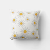 かわいい黄色の白いデイジーの花柄 クッション (正面)