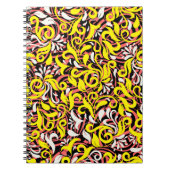 かわいい黄色の白いピンクの抽象芸術フローラ ノートブック (正面)