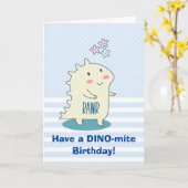 かわいい黄色の笑顔の恐竜イラストレーション誕生日 カード (黄色い花)