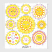 かわいい黄色の笑顔サンシャインビニールステッカー シール (シート)