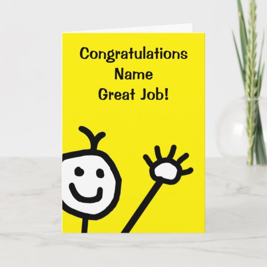 かわいい黄色の笑顔 おめでとう カード (正面)