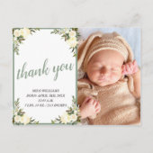 かわいい黄色の花のベイビーシャワー感謝の写真 ポストカード (正面)