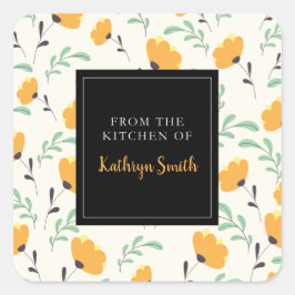 かわいい黄色の花の花柄 キッチンから スクエアシール