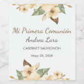 かわいい黄色の花スペインのが最初の聖餐式 ワインラベル (シングルラベル)