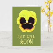 かわいい黄色の花水色パンジーが元気 カード (黄色い花)