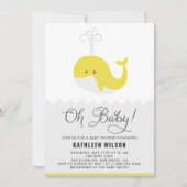かわいい黄色の赤ちゃんクジラ オー ベイビー ベイビー シャワー 招待状 (正面)