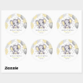 かわいい黄色の赤ちゃんシャワーエレファントバルーン ラウンドシール (シート)