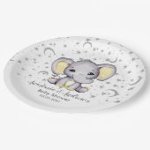 かわいい黄色の赤ちゃんシャワーエレファント ペーパープレート (アングル)