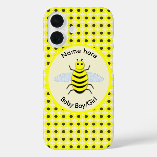 かわいい黄色の赤ちゃんハチ 性別発表 ニュートラル カスタム Case-Mate iPhoneケース (裏面)