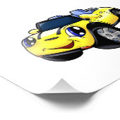 かわいい黄色の車の漫画|背景色を選択 フォトプリント            (角)