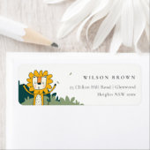 かわいい黄色の野生のジャングル動物ライオンの子供のアドレス ラベル (インサイチュ)