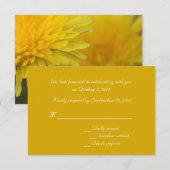 かわいい黄色の野生の花 タンポポ 結婚式 出席確認 招待状 (正面/裏面)