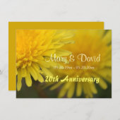 かわいい黄色の野生の花 タンポポ 結婚記念日 招待状 (正面/裏面)