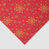 かわいい黄色の金ゴールドクリスマススノーフレークon Red 薄葉紙 (詳細)