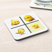 かわいい黄色の鳥のデザイン付き6つのコースターのセット コースター (左側)