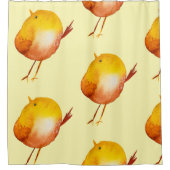 かわいい黄色の鳥の水彩画 シャワーカーテン (正面)