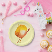 かわいい黄色の鳥の水彩画 ペーパープレート (パーティー)