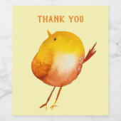 かわいい黄色の鳥の水彩画 ワインラベル (シングルラベル)