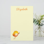かわいい黄色の鳥の水彩画 便箋 (スタンド正面)